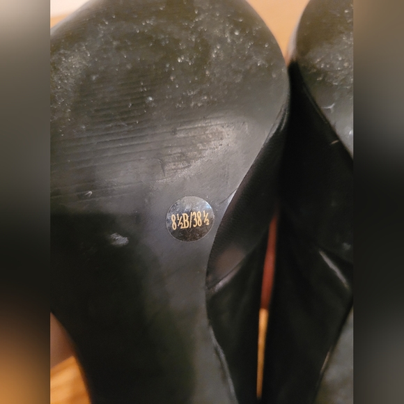 BCBG Black Leather Open Toe Pumps - Picture 6 of 8